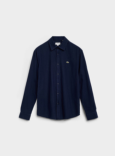 Lacoste Navy/Midnight Blue Brushed flannel shirt <b>Regular fit</b> for men