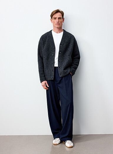 Lacoste: Le cardigan feutre laine bouillie Charbon pour homme