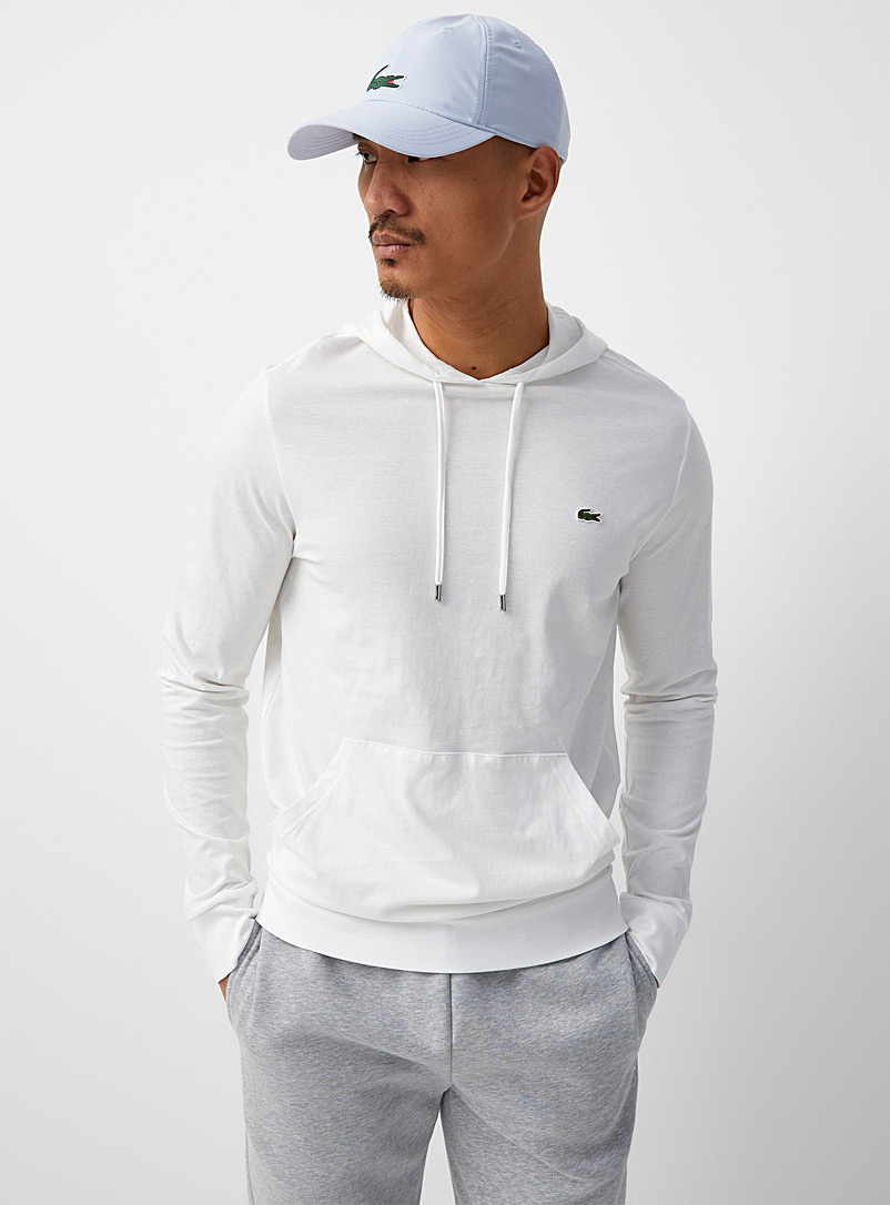 Lacoste Ivory White Crocodile emblem jersey hoodie for men