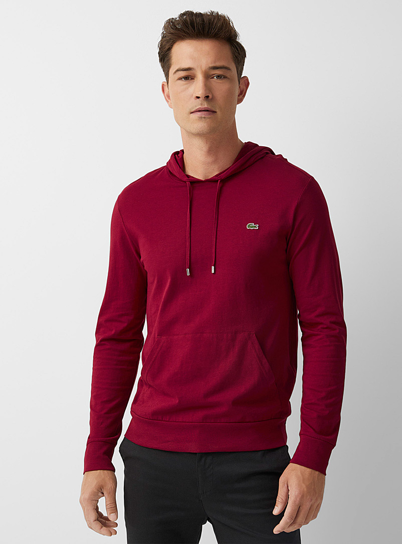 Lacoste Ruby Red Crocodile emblem jersey hoodie for men