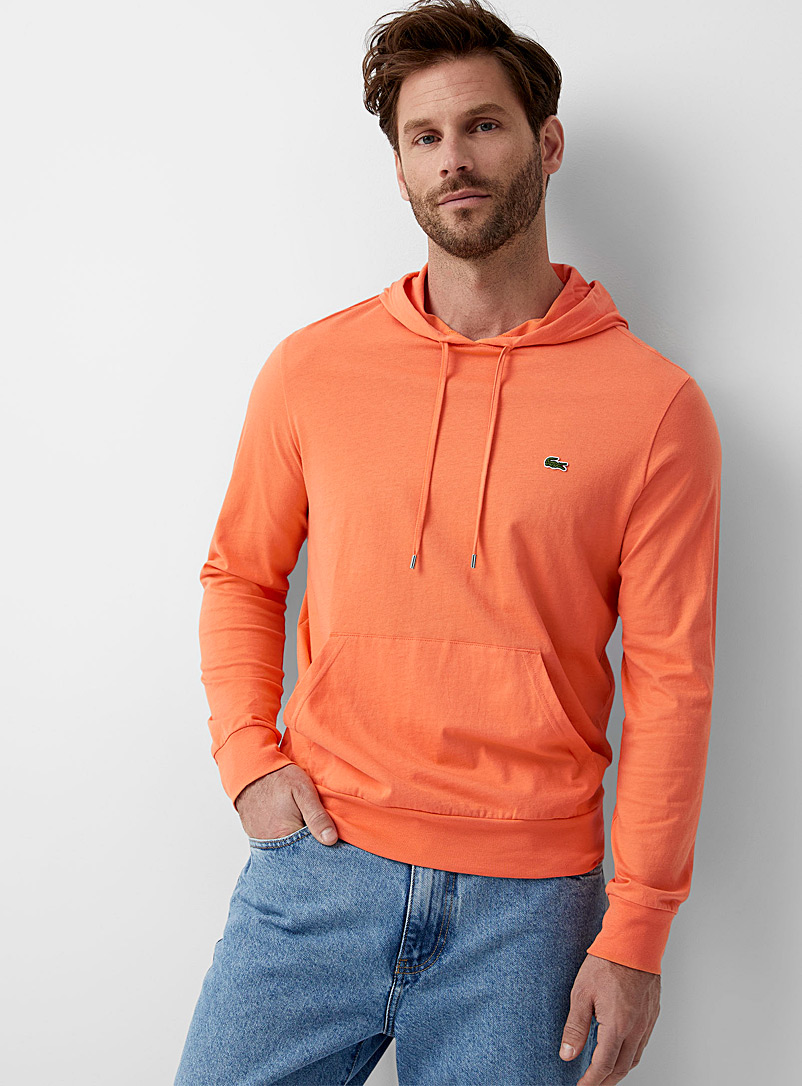 Lacoste Orange Crocodile emblem jersey hoodie for men