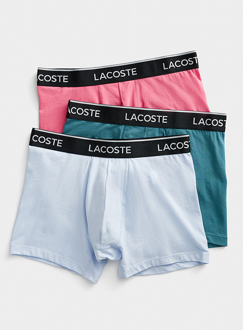 Lacoste Patterned Blue Colourful stretch cotton boxer briefs 3-pack for men