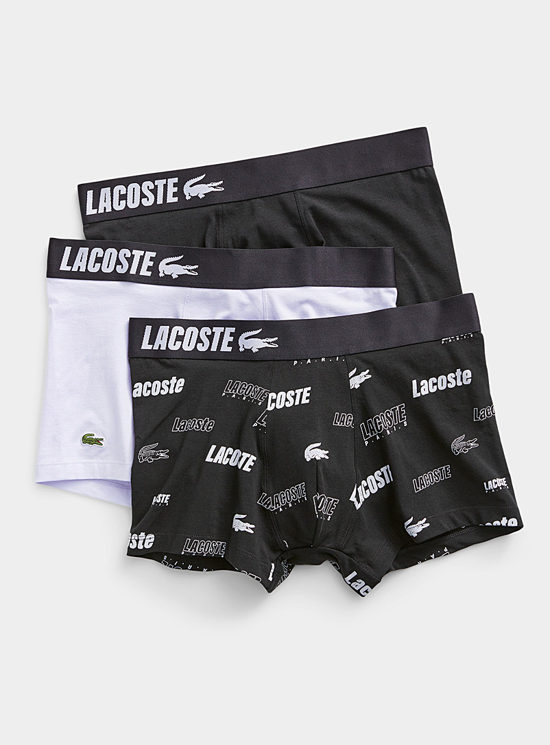 Lacoste Patterned Blue Solid and repeat-logo trunks 3-pack for men
