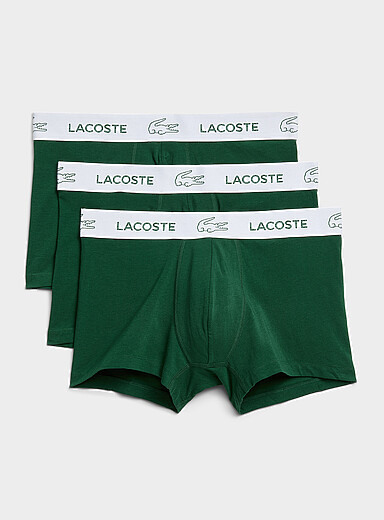 Lacoste: Les boxeurs courts extensibles verts 3 po Cotton Stretch Emballage de 3 Vert pour homme