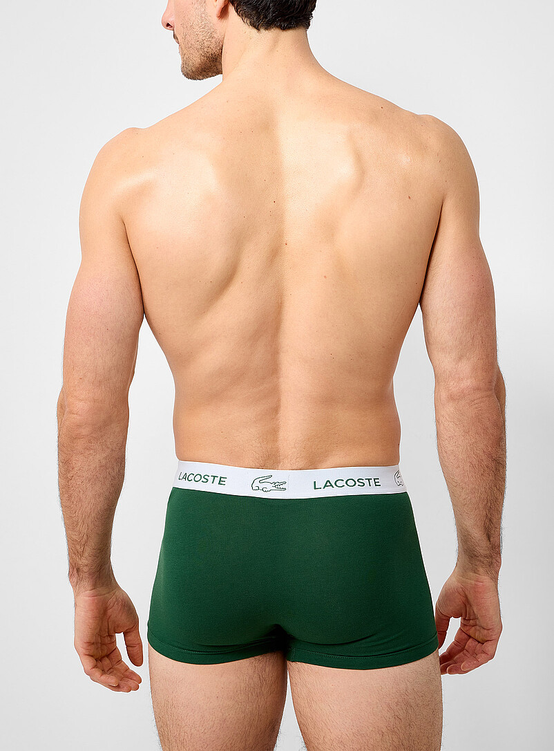 Lacoste: Les boxeurs courts extensibles verts 3 po Cotton Stretch Emballage de 3 Vert pour homme