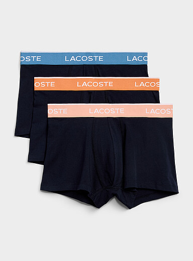 3" contrast-waist navy-blue trunks Cotton Stretch 3-pack