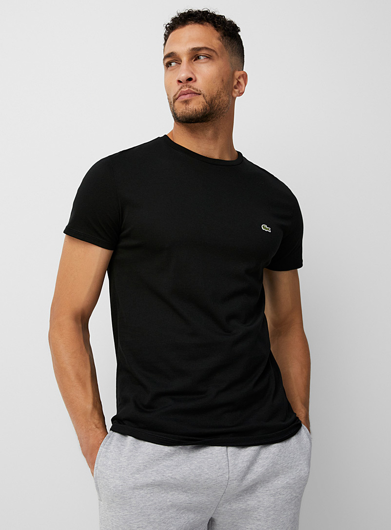 Lacoste: Le t-shirt col rond croco Noir pour homme