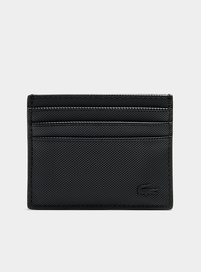 Lacoste Black Textured faux-leather card holder for men