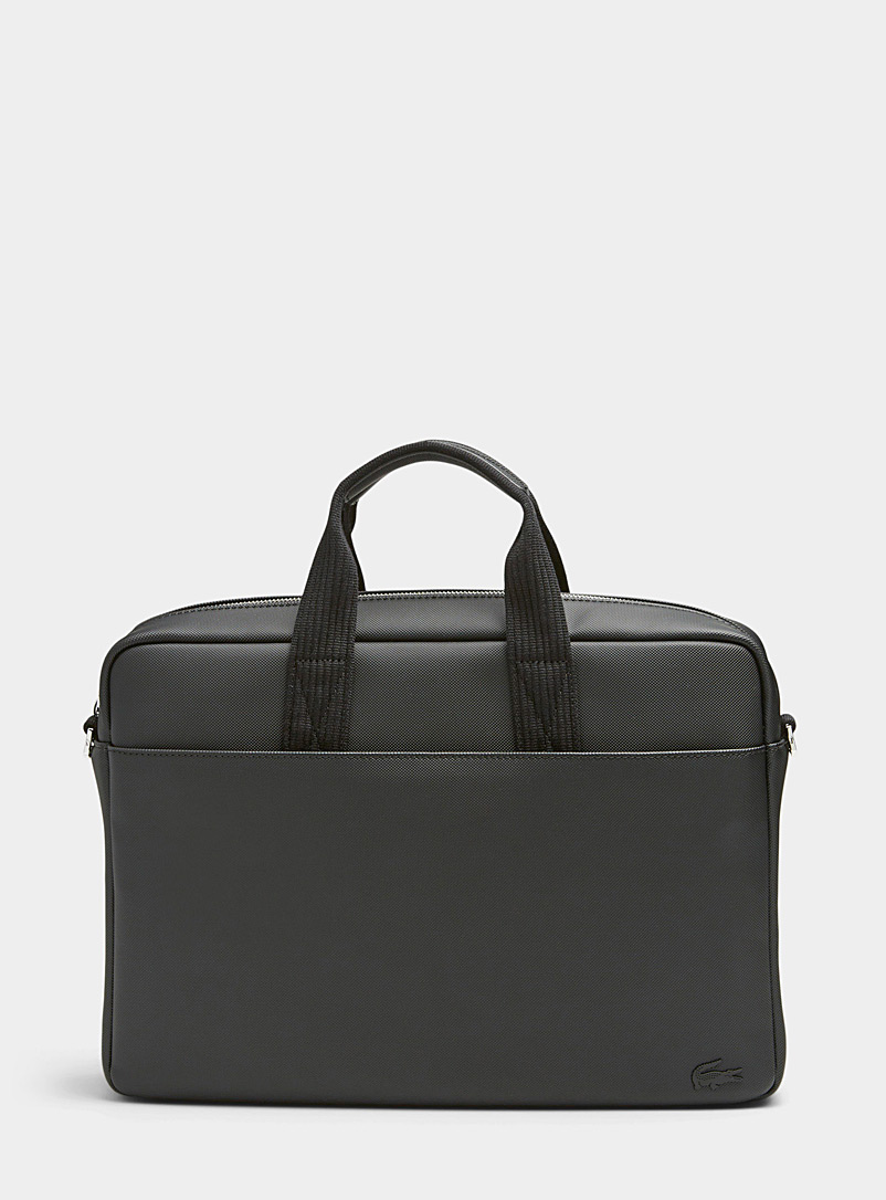 Lacoste Black Piqué fabric briefcase for men