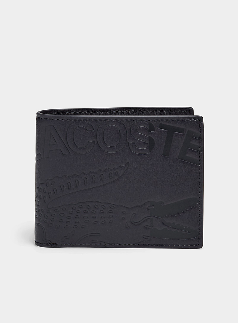 Lacoste Black Embossed croc leather wallet for men
