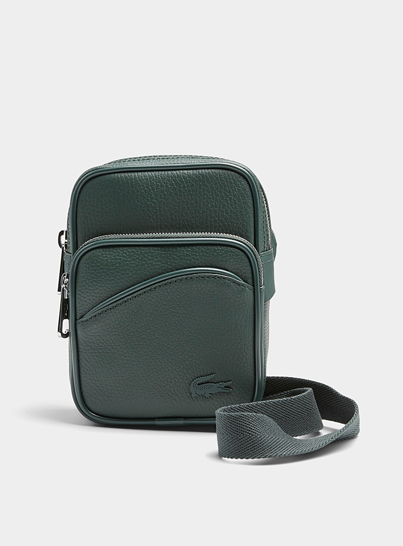Lacoste Emerald/Kelly Green Small monochrome shoulder bag for men
