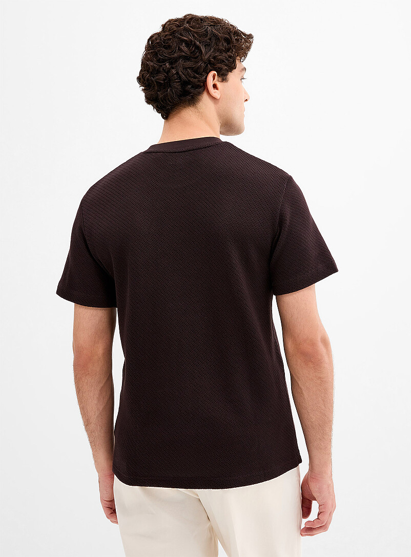 Lacoste: Le t-shirt tricot points ajour&eacute;s Ivoire - Beige cr&egrave;me pour homme
