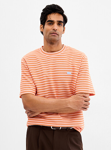 Twin-stripe knit T-shirt