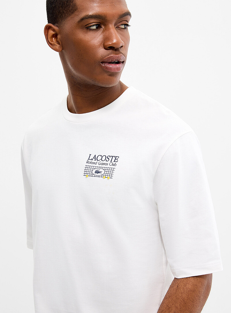 Lacoste: Le t-shirt Club Roland Garros Blanc pour homme
