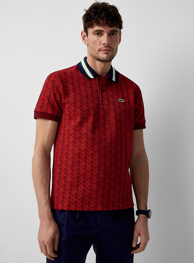 Lacoste Ruby Red Monogram jacquard polo for men