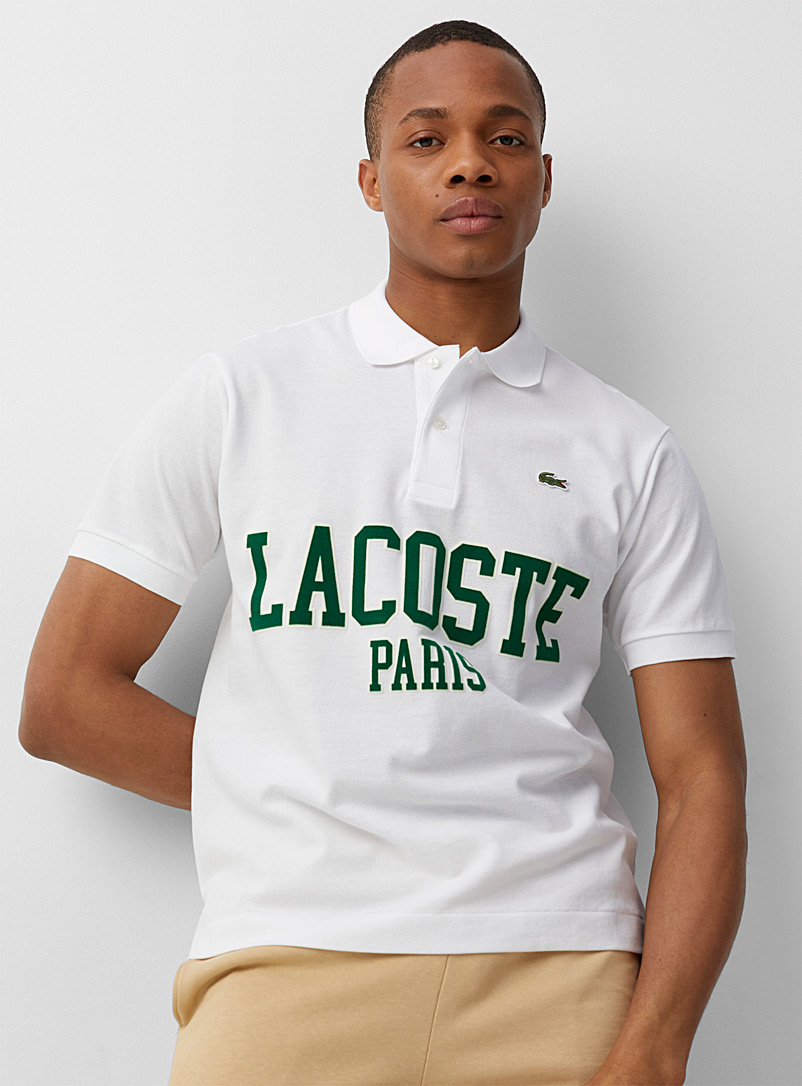 Lacoste White Velvety-logo piqué polo for men