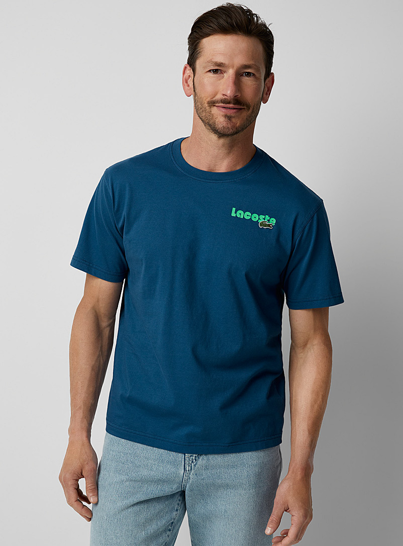 Lacoste Blue Croc typographic logo T-shirt for men