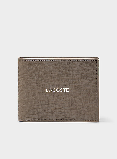Printed logo pebbled leather wallet