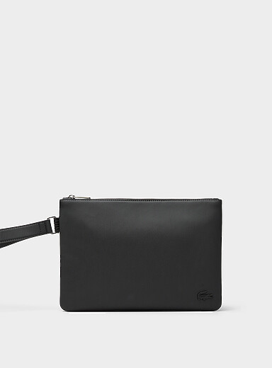 Tone-on-tone logo piqu&eacute; clutch