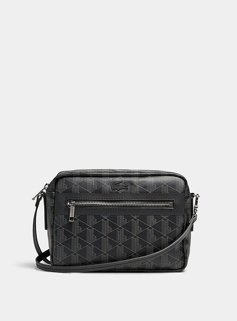 Lacoste Patterned Black Geo logo camera bag for women
