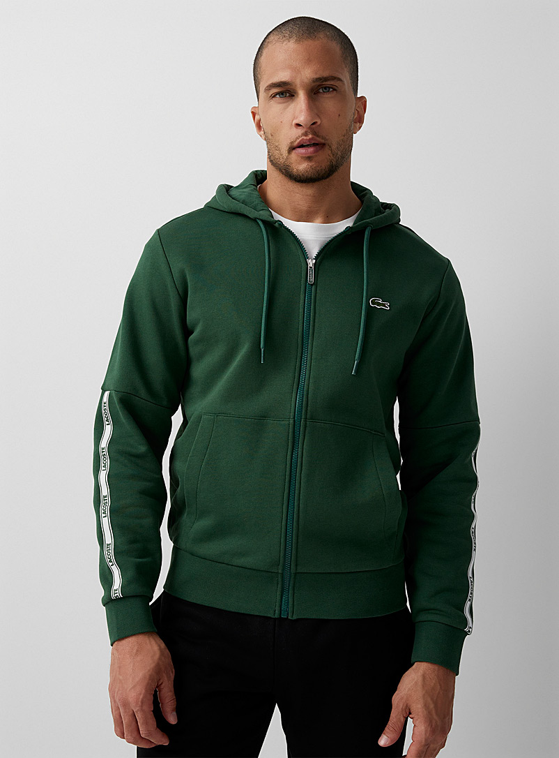 Lacoste Green Fleece-lined hooded cardigan for men