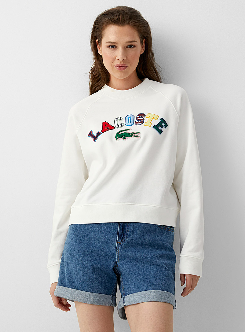 Lacoste Patterned White Colourful Lacoste signature sweatshirt for women