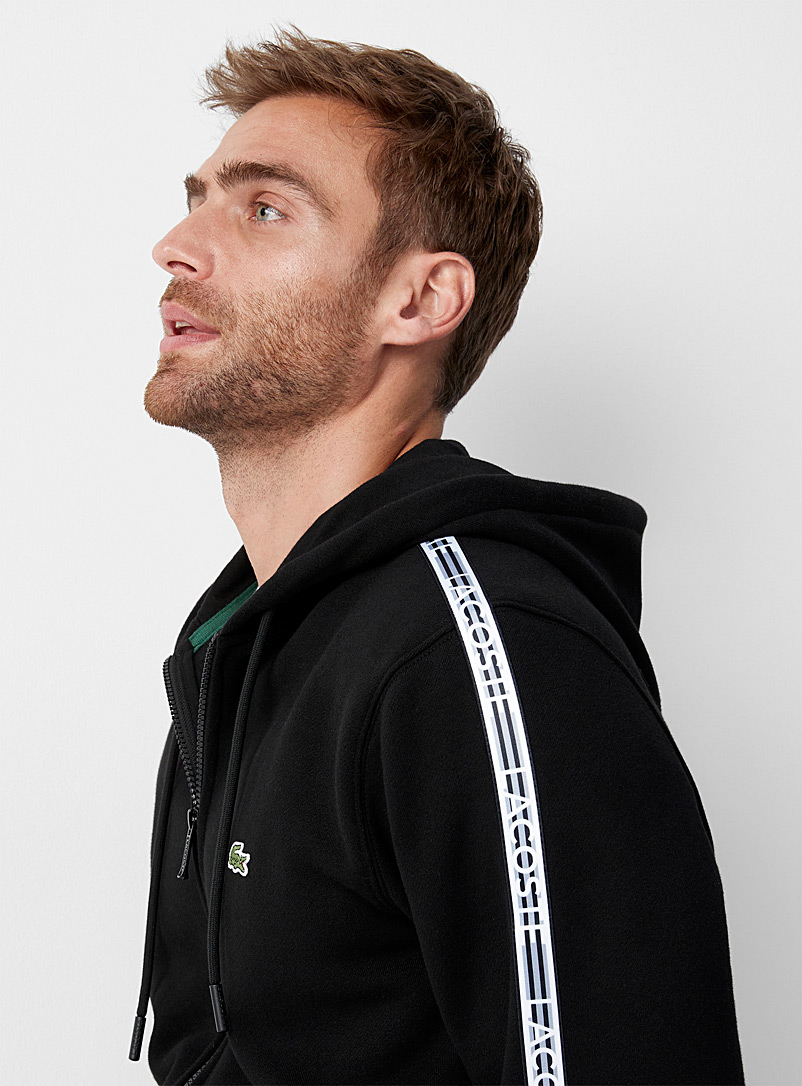 Lacoste Black Logo band zip-up hoodie for men