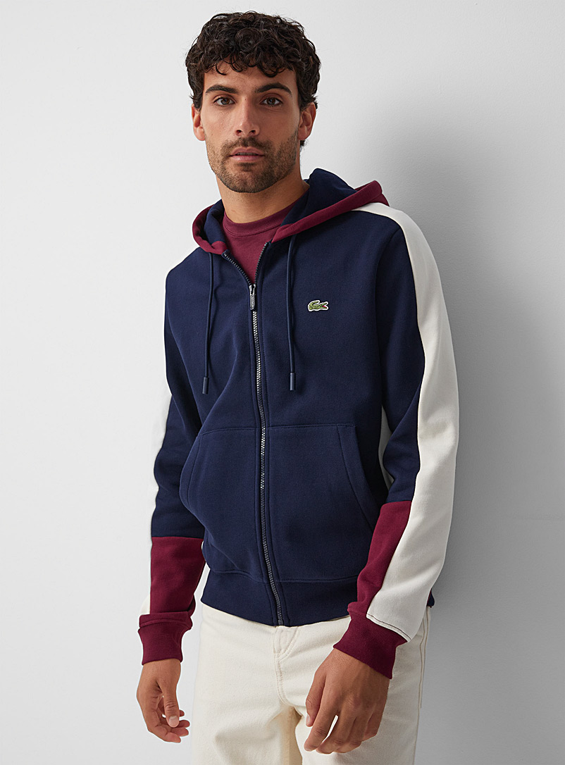 Lacoste Marine Blue Colour-block zip-up hoodie for men