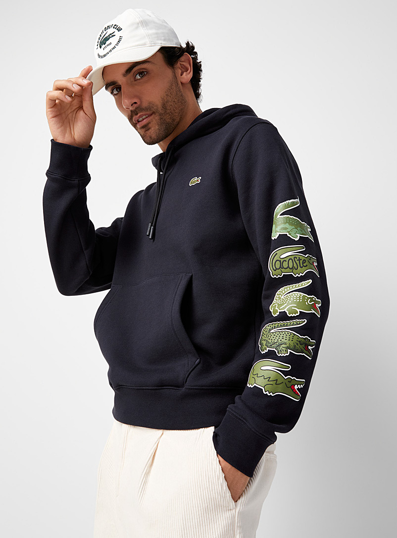 Lacoste Black Croc-sleeve hoodie for men