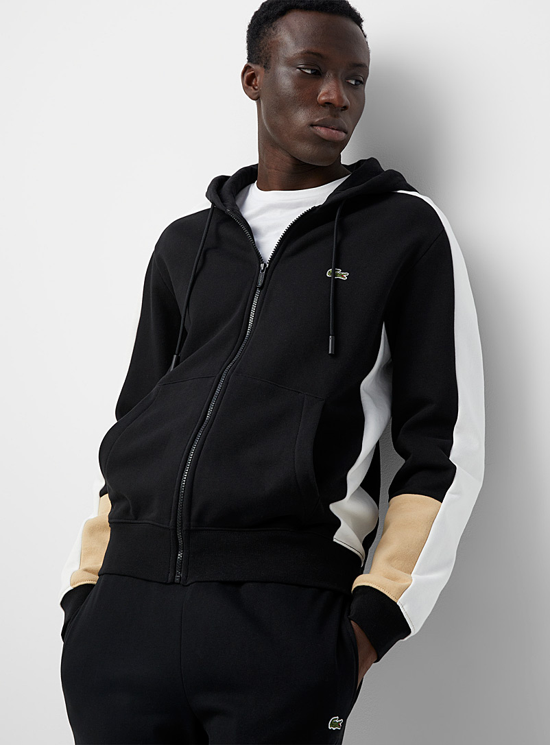 Lacoste Black Block-style zip-up hoodie for men