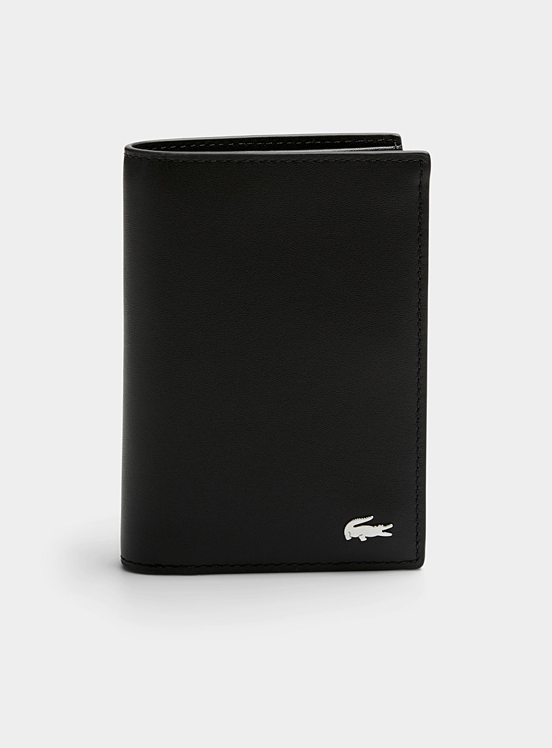 Lacoste Black Vertical leather wallet for men
