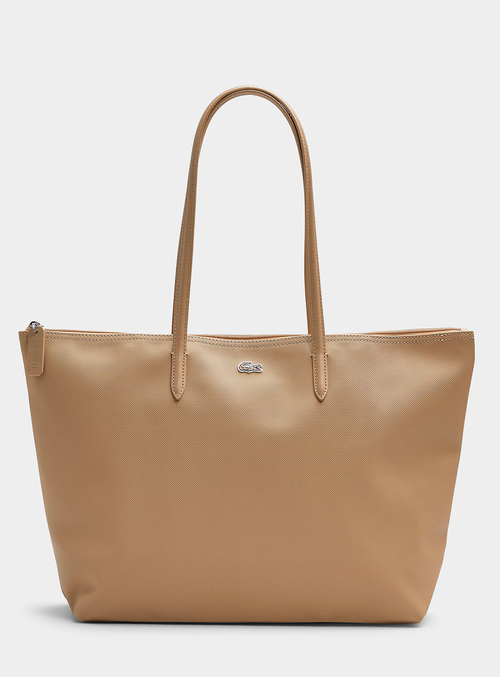 Lacoste Concept Zip Tote In Brown