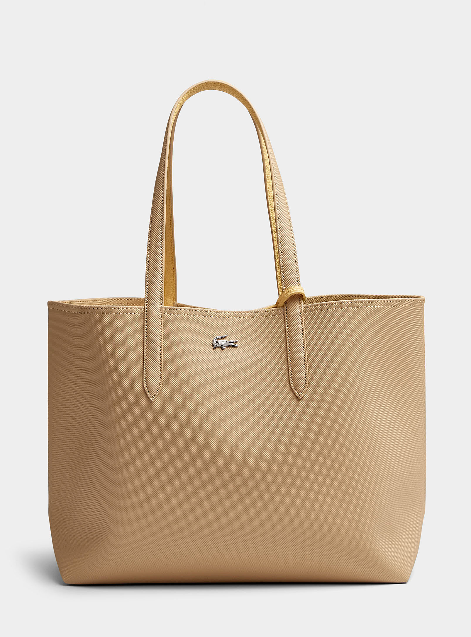 Lacoste Anna Reversible Tote Bag In Ivory/cream Beige
