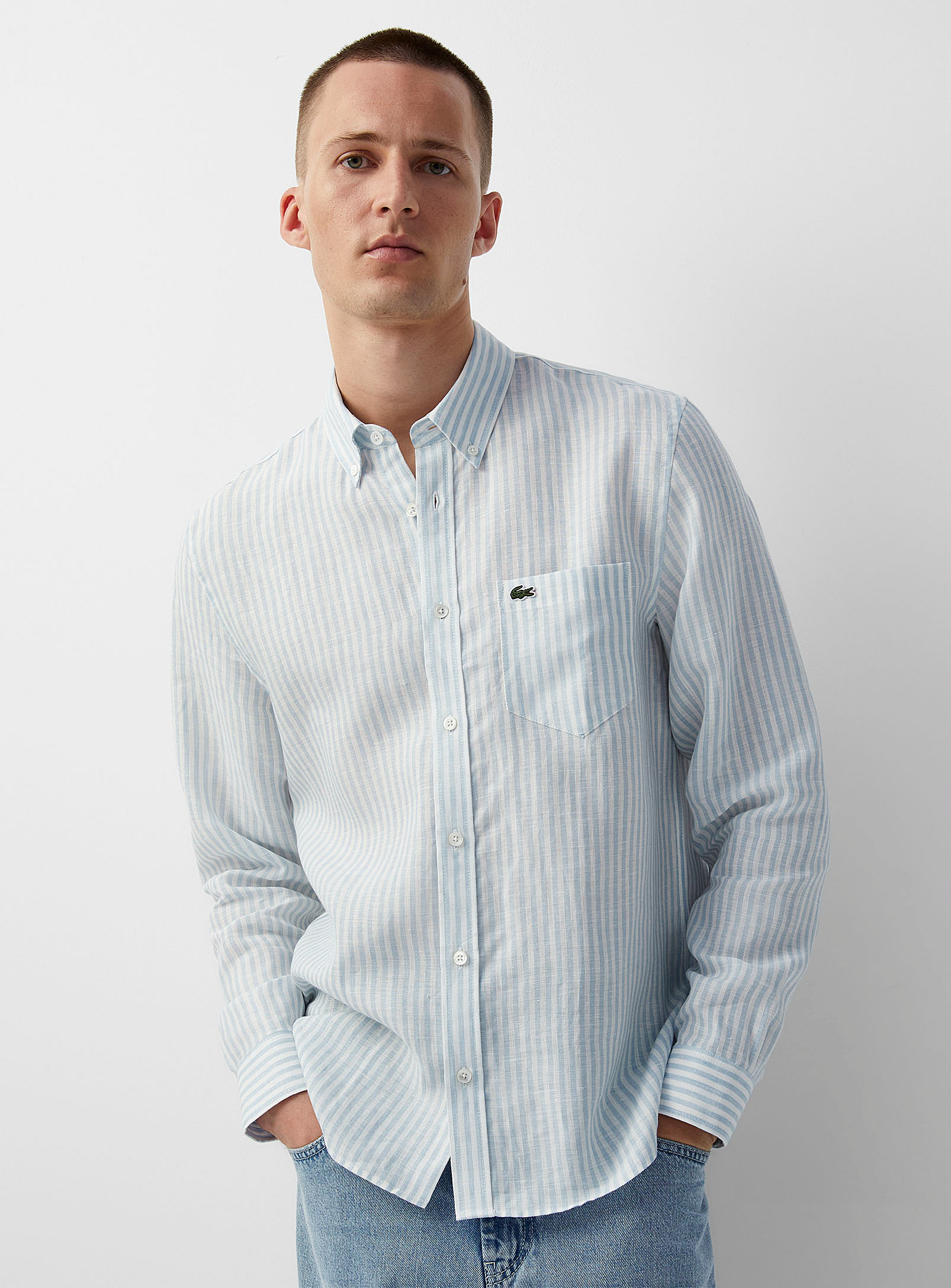 Lacoste - Men's Pure linen vertical stripe shirt