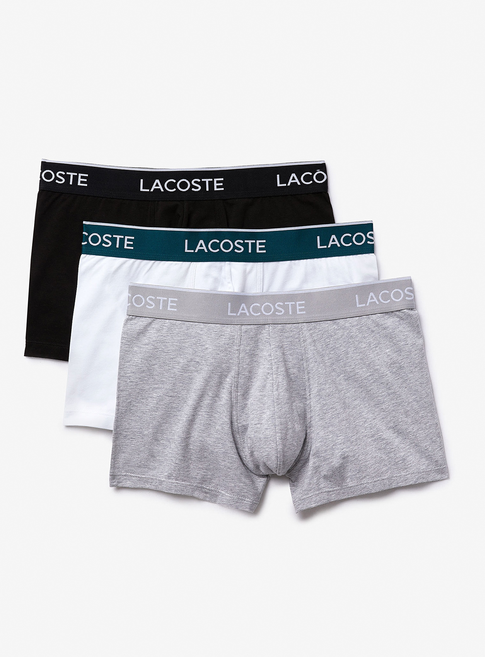 Lacoste Solid Croc Trunks 3-pack In Patterned Grey