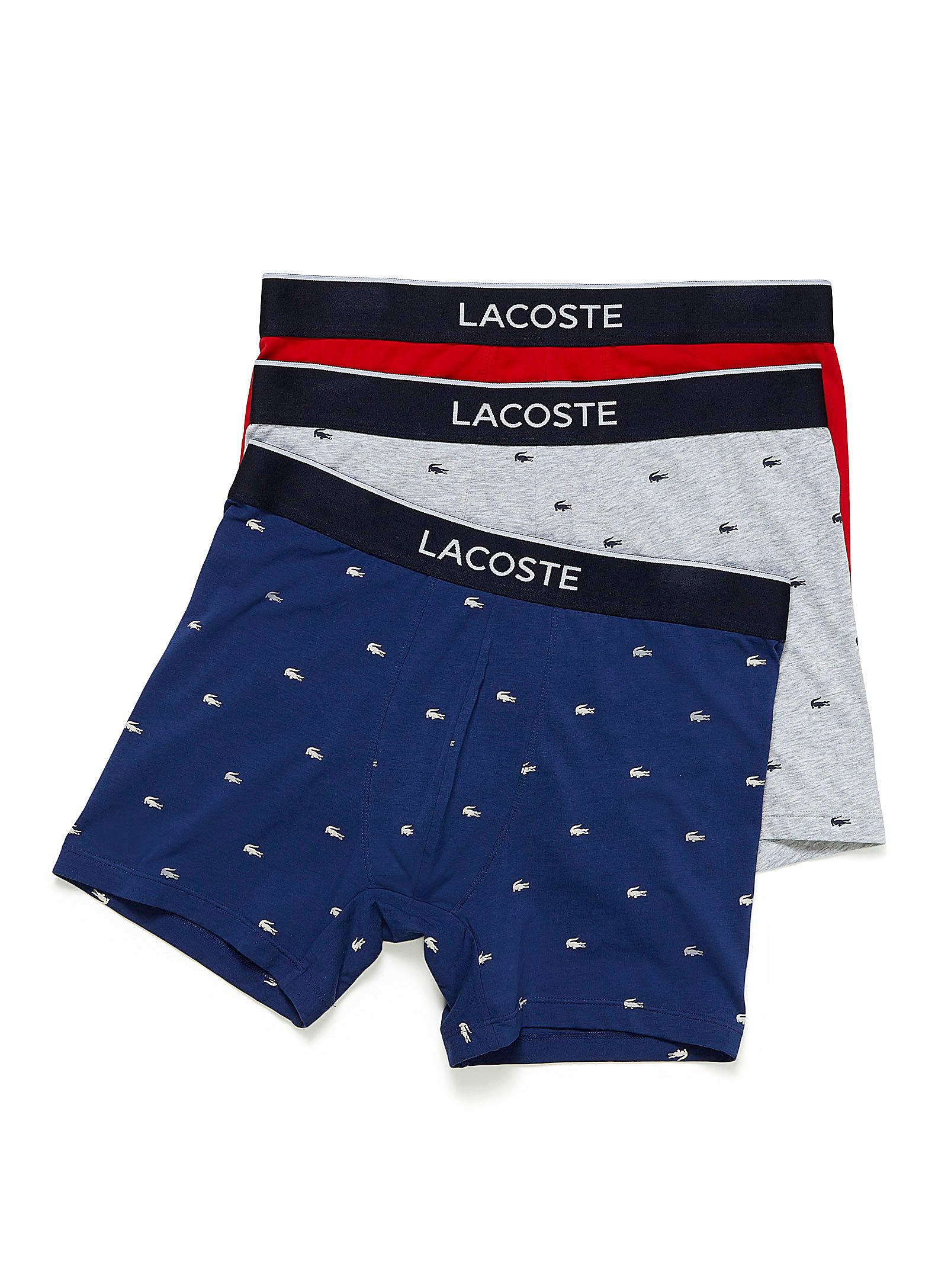 Shop Lacoste Mini-croc Boxer Briefs 3-pack In Marine Blue