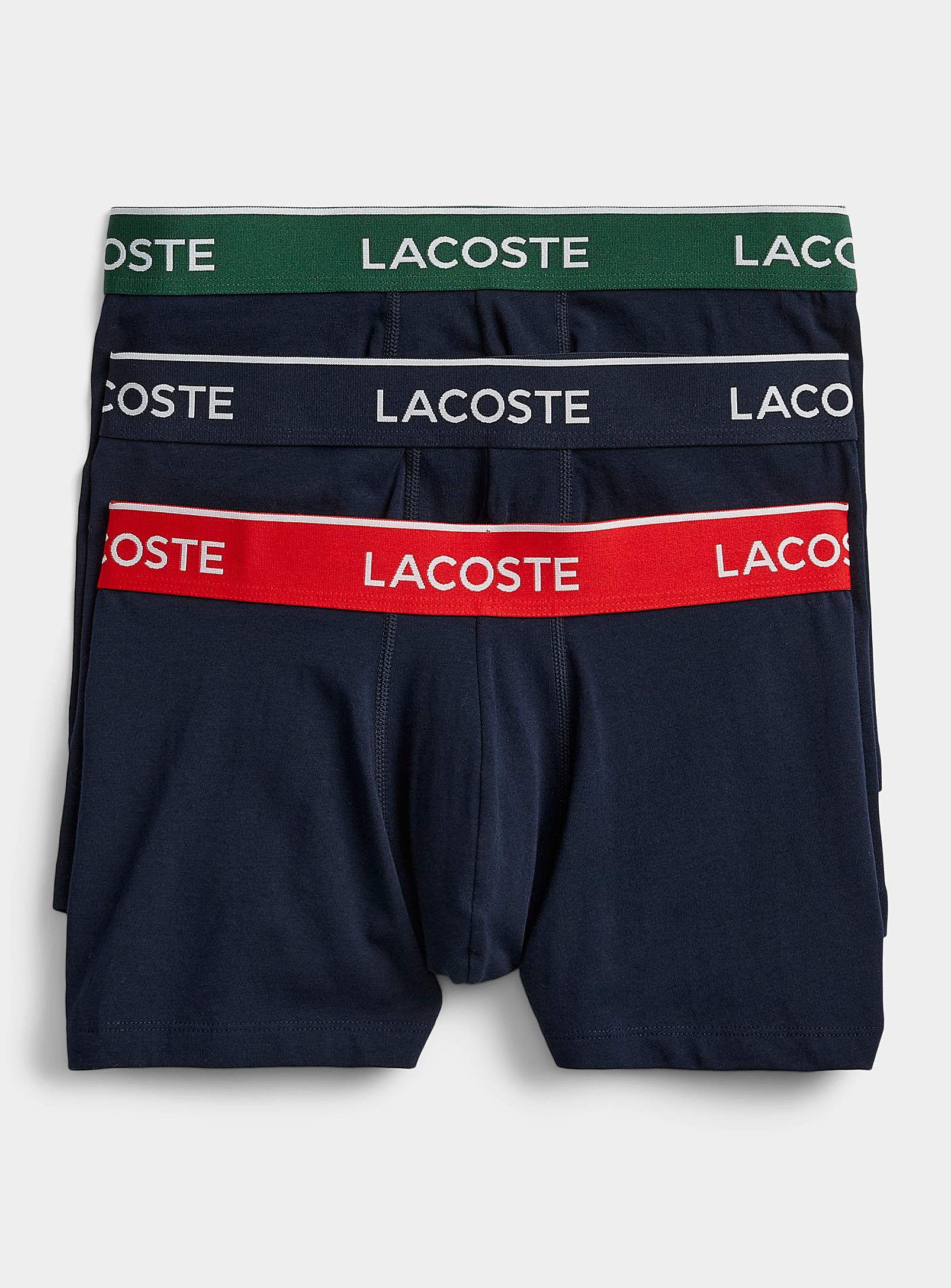 Shop Lacoste Colourful-waist Trunks 3-pack In Patterned Blue