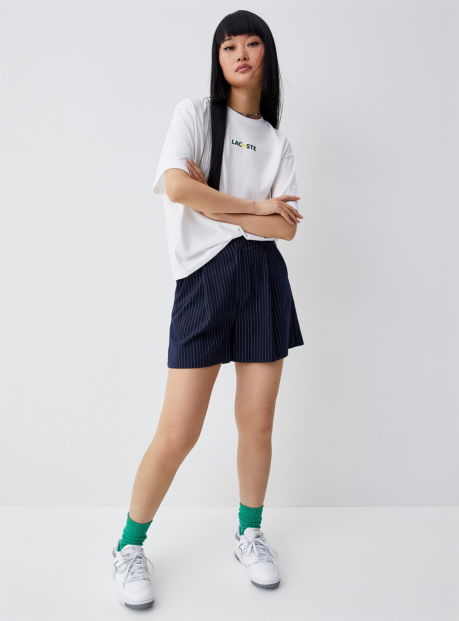 Lacoste Tennis Logo Boxy-fit Tee In Off White