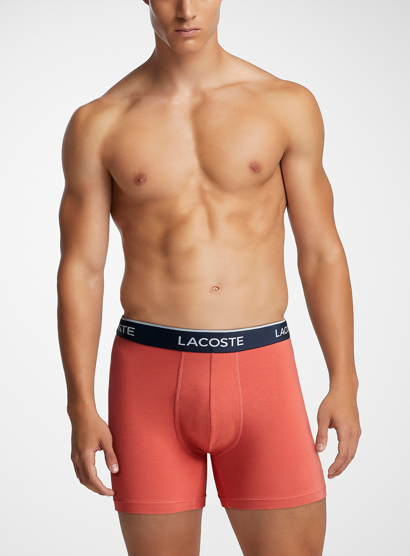 Lacoste Logo-waist Colourful Boxer Brief In Red