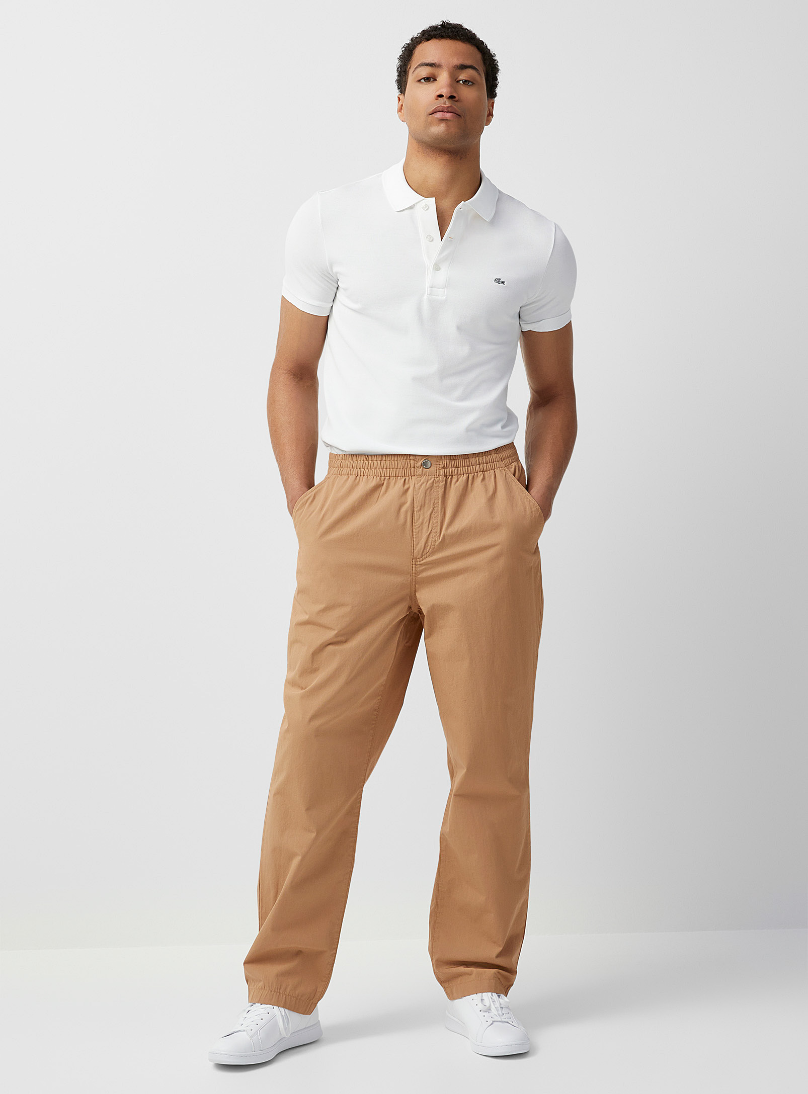 Lacoste Lightweight Comfort-waist Pant Loose Fit In Sand