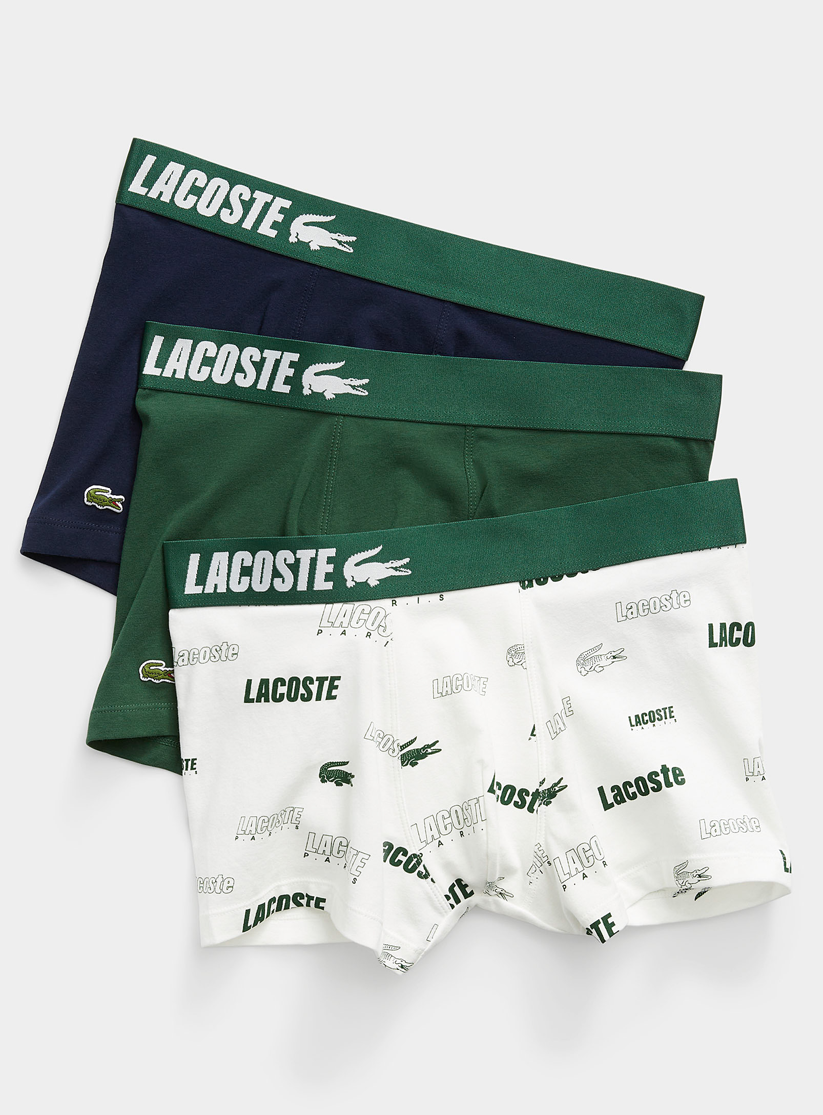Lacoste - Men's Solid and repeat-logo trunks 3-pack