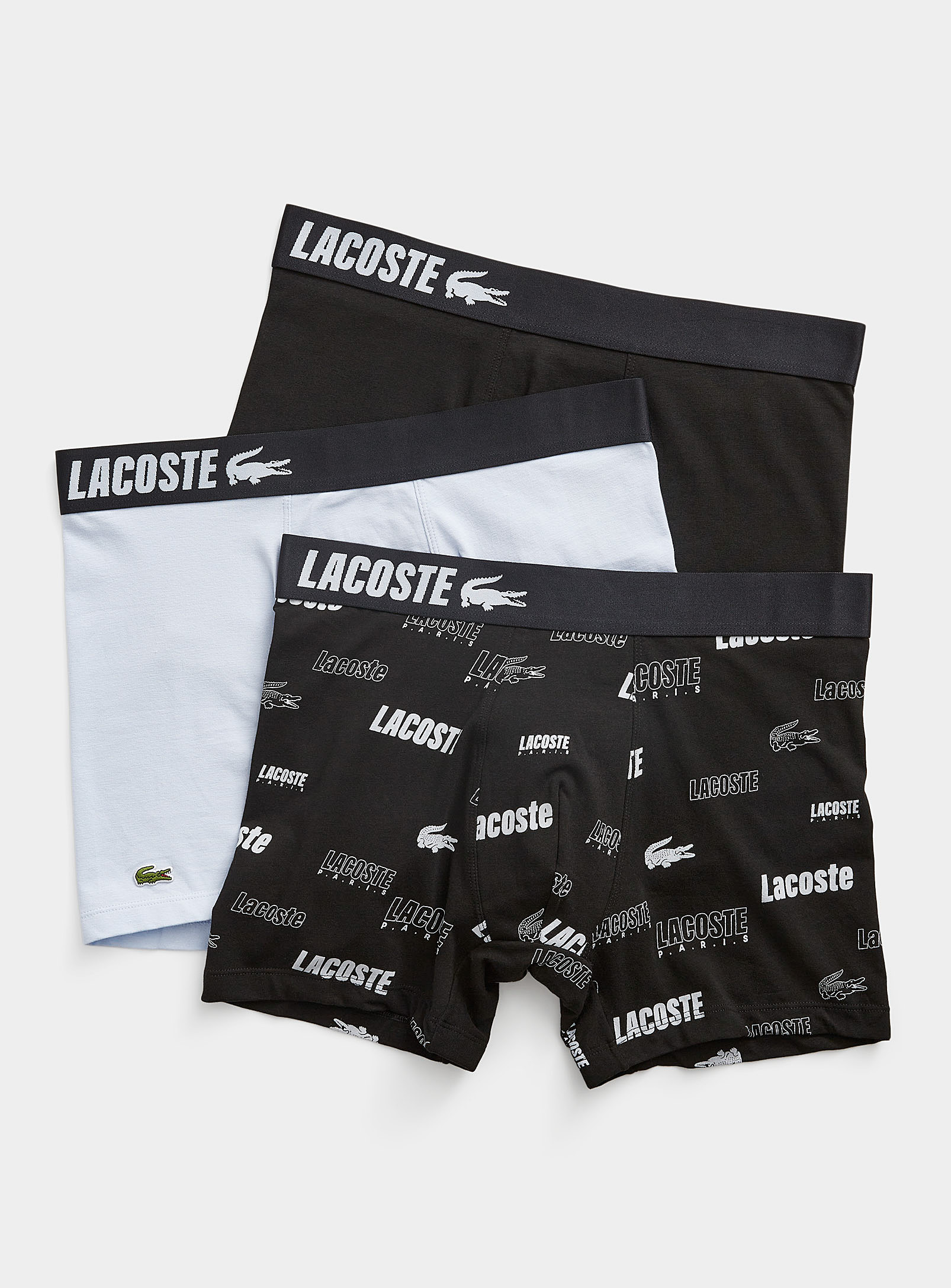 Lacoste Black-and-white Logo Boxer Briefs 3-pack In Multi