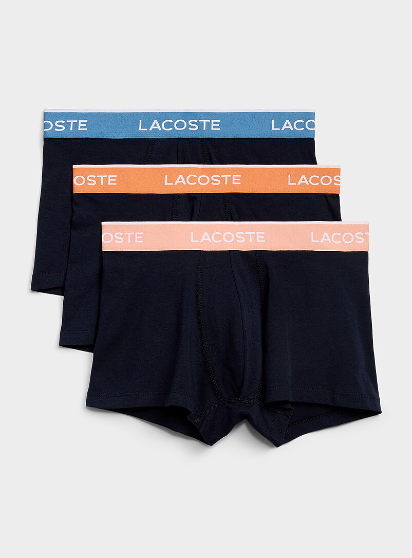 3" Contrast-Waist Navy-Blue Trunks Cotton Stretch 3-Pack