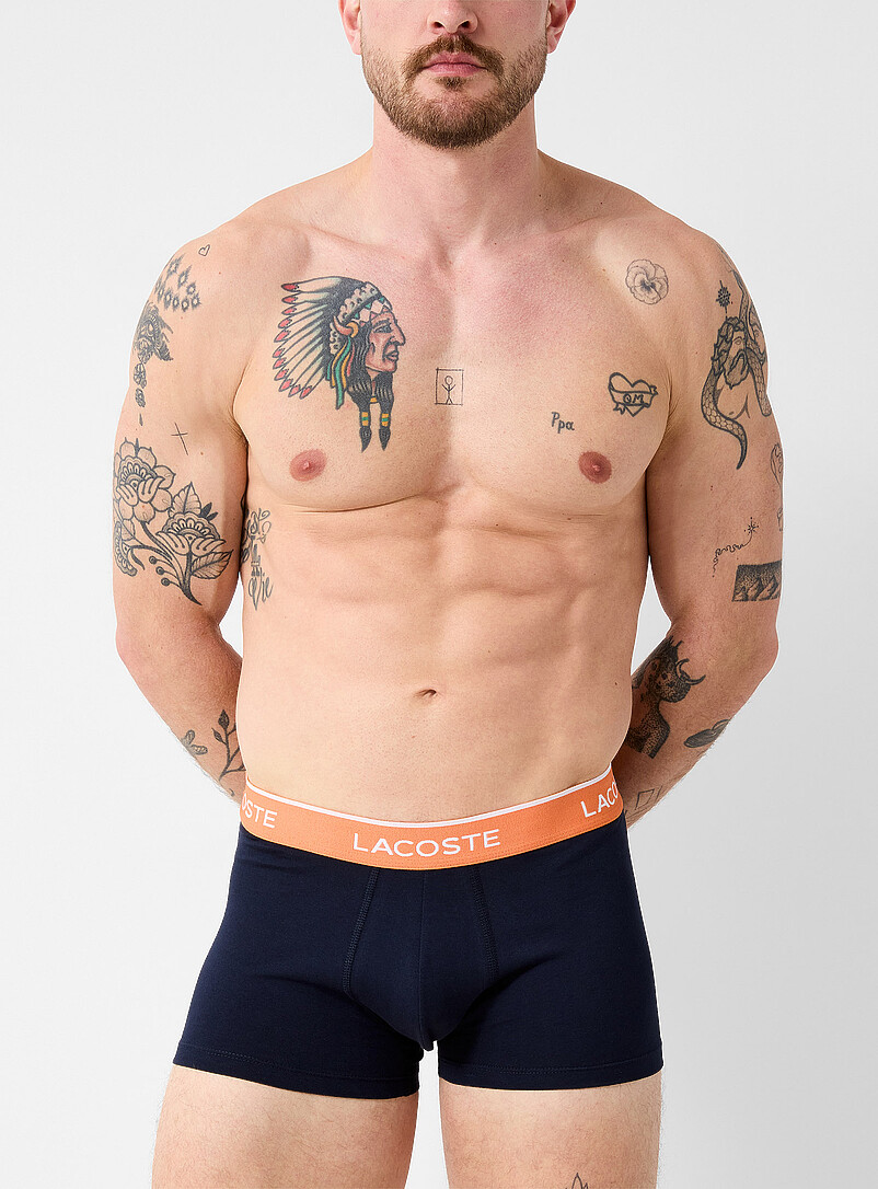3" contrast-waist navy-blue trunks Cotton Stretch 3-pack product image 2