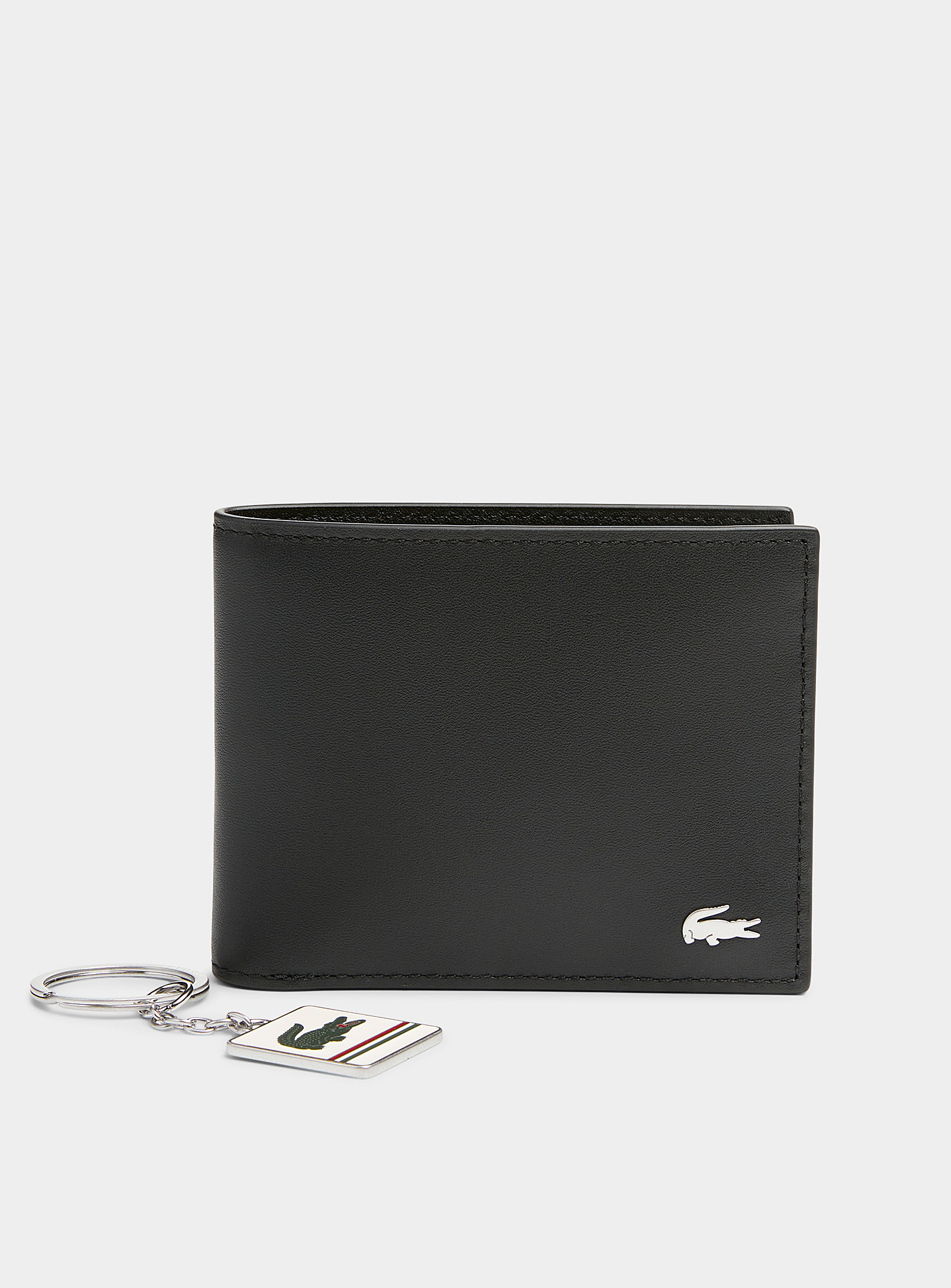 Lacoste Croc Wallet And Keychain Set In Black