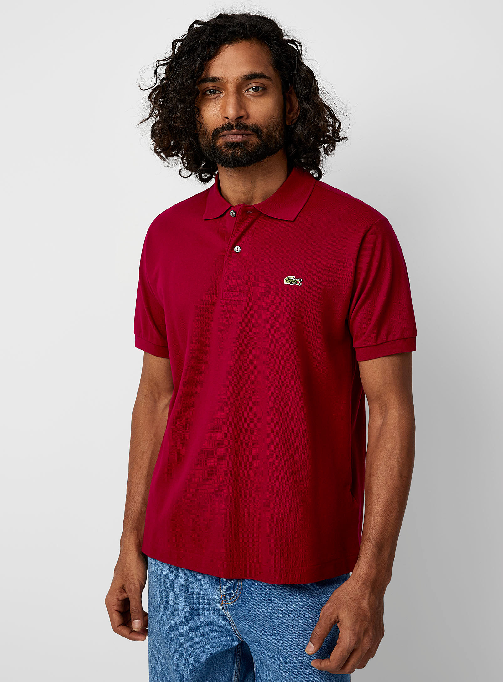 Lacoste Classic Piqué Croc Polo In Ruby Red