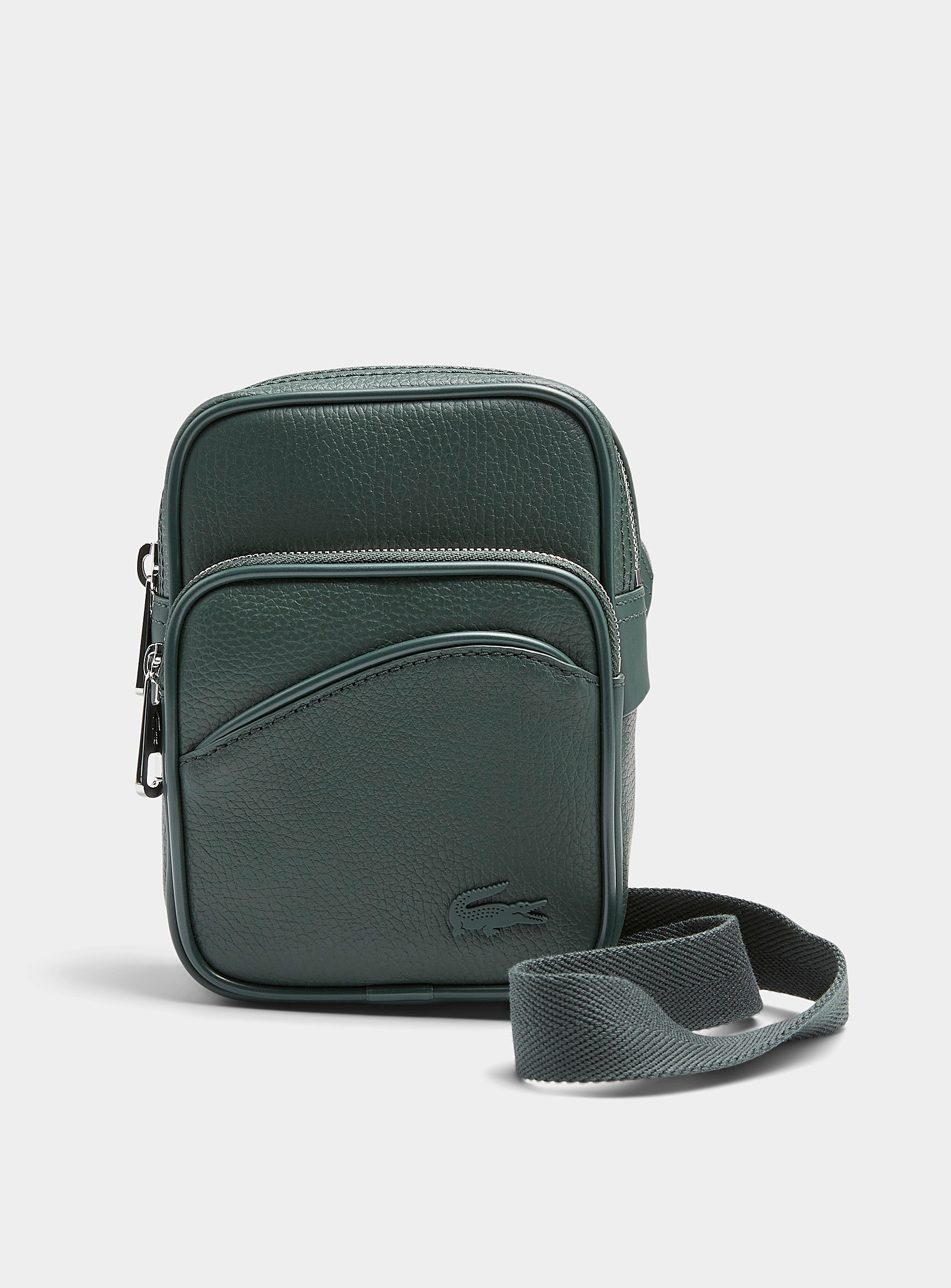 Lacoste Small Monochrome Shoulder Bag In Emerald/kelly Green