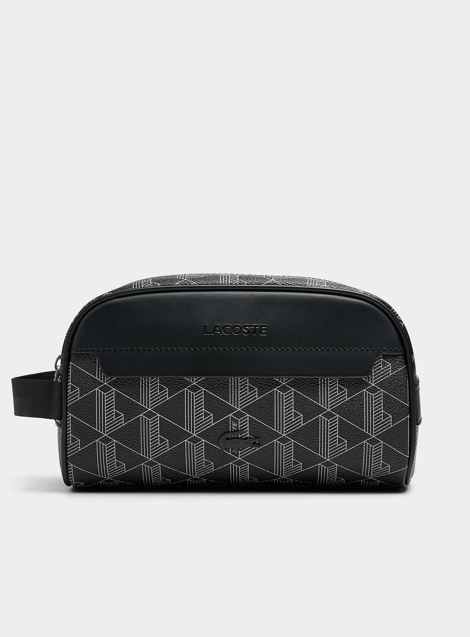Lacoste Monogram Faux-leather Case In Black