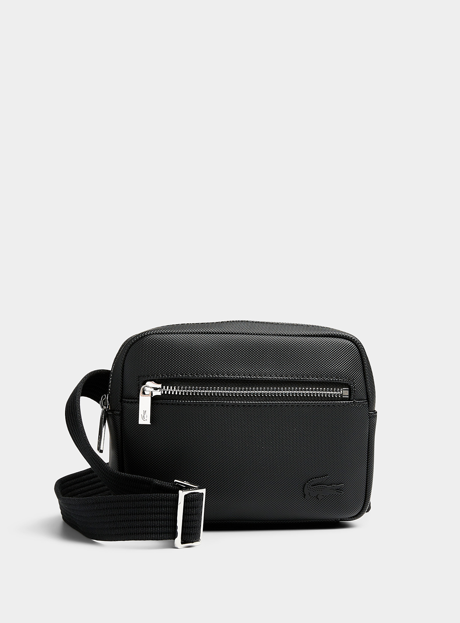 Lacoste Small Monochrome Rectangular Bag In Black