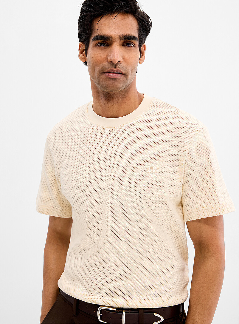 Openwork dot knit T-shirt product image (primary)